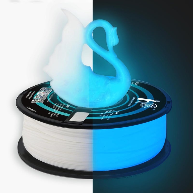 HP3DF Glow in The Dark PLA Filament, 3D Printer Filament, PLA Filament 1.75mm Dimensional Accuracy +/- 0.02mm, 1KG Spool (2.2 lbs), Fit Most FDM Printer (Glow Blue) - Image 1